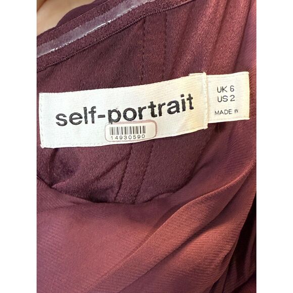 Self Portrait Women's AW22-147 Size 2 Purple Iris Stretch Crepe Mini Dress - Picture 4 of 6